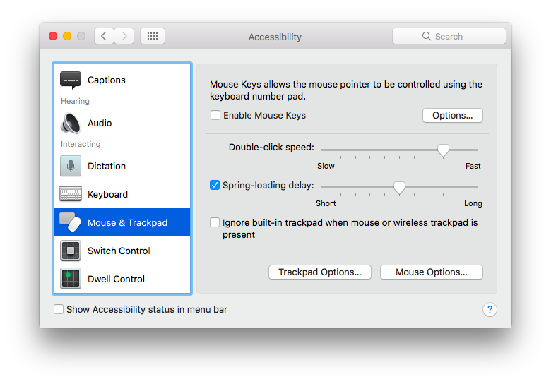 "Mouse & Trackpad Preference Pane Screen Capture"