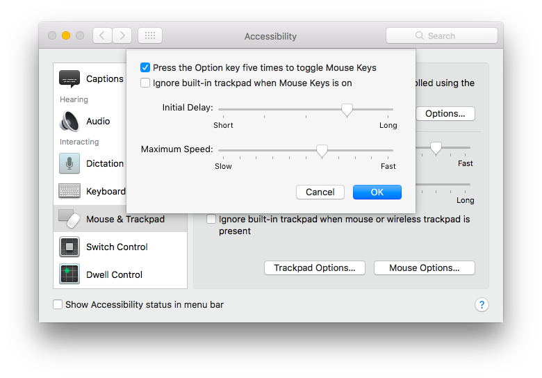 "Mouse & Trackpad Preference Pane Screen Capture"